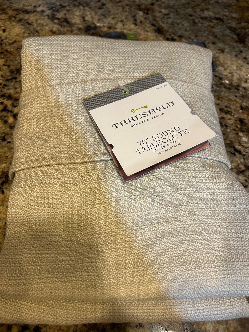 Threshold 70" Round Textured Tablecloth in Natural